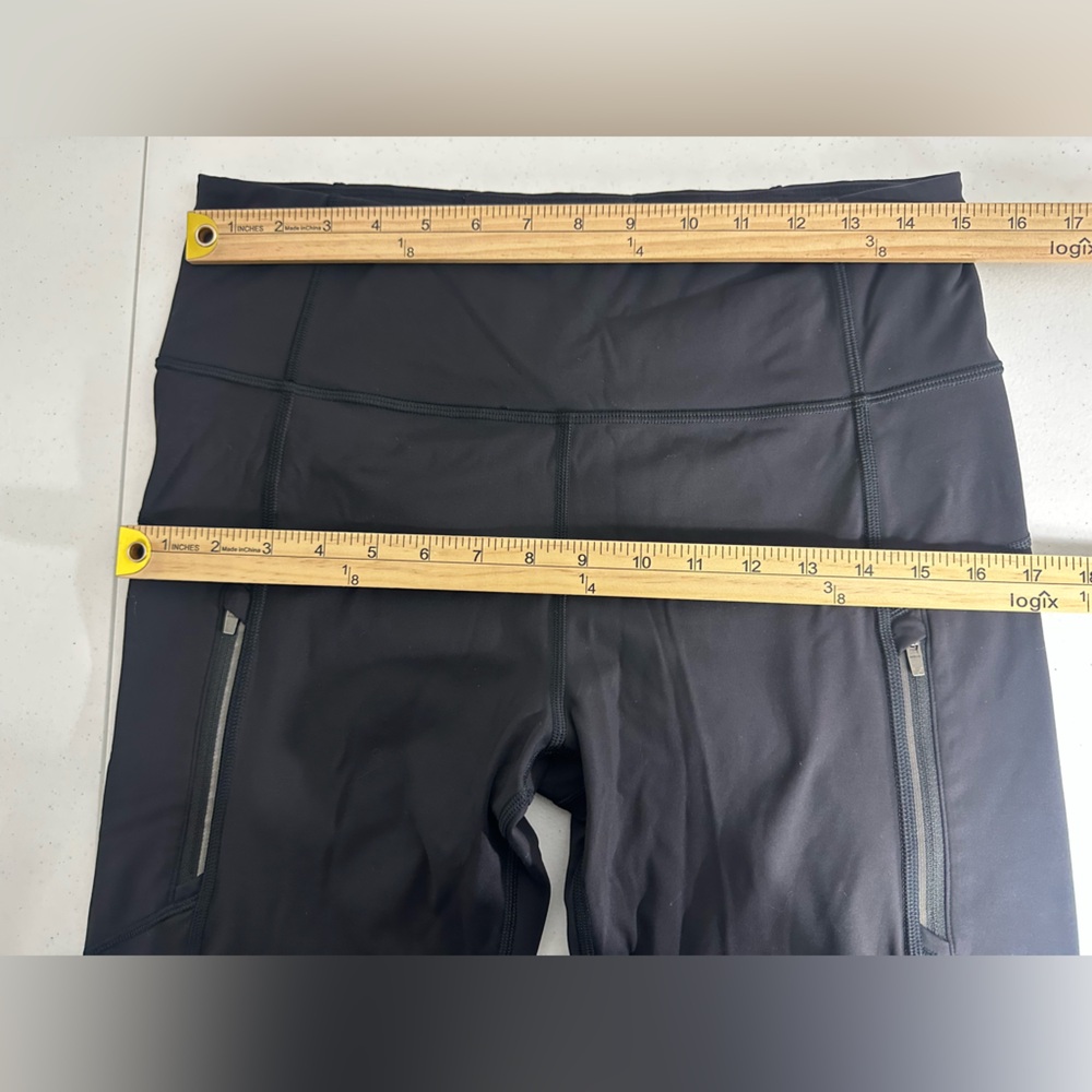 Athleta Leggings Sz L Women’s Black Rainier Tight Pockets Running Fleece - Picture 10 of 12